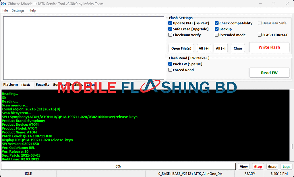 Symphony Atom CM2 Dongle Readed Info
